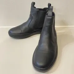 【美品】アキレスソルボ サイドゴアブーツ 黒 牛革 22.0