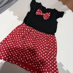 リボン付きドットワンピース 120cm ミニーちゃん