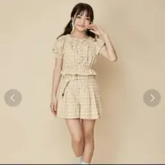 【美品・JENNI love】セットアップ チェック柄 トップス＆キュロット