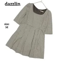 【美品】 ダズリン 半袖 ミニワンピース チェック柄 Aライン 綺麗め 春夏 M