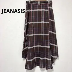 ジーナシス ブラウン マドラスチェック 切り替え フレアスカート