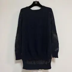 セオリー 美品 セーター カシミヤ混 ラウンドネック メッシュスリーブ　透け感