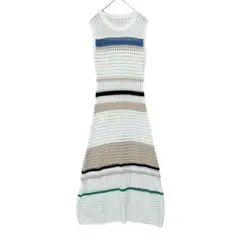 ノースリーブニットワンピース　ホワイト【SS】　裏地無し　透け感あり