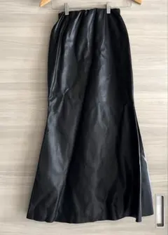 レディース レザー ロングスカート 黒