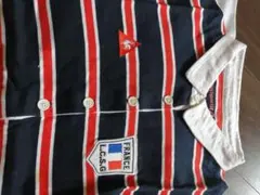 ルコック半袖シャツボーダー紺赤ネイビーレッドＬ