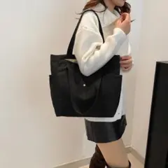 黒 トートバッグ マザーズバッグ 鞄 カバン 大容量 無地 単色 キャンバス