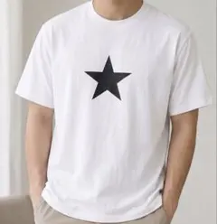 新品　ホワイトTシャツ　星プリント　クルーネック　星形tシャツ スターTシャツ