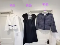 セレモニースーツ 3点セット(ドレス・ジャケット2枚）白紺11AR入学卒業七五三