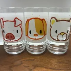 かわいいレトロなグラス ブタ、イヌ、クマ