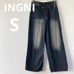 INGNI ストレートデニム S ダークブルー フェード加工