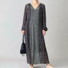 ヌキテパ　レーヨンフラワーミックスボタンワンピースのサムネイル