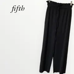フィフス プリーツパンツ ストレート ブラック 無地 【S】 ウエストゴム