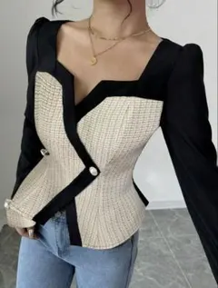 SHEIN コントラストカラー 長袖 ブラウス シャツのサムネイル