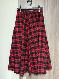 ラ.プリマベーラ赤黒チェック フレアロングスカート