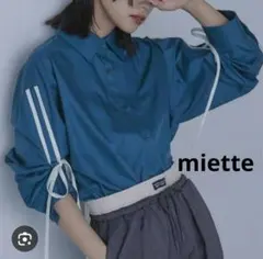 miette ミエット 2wayリボンスリーブシャツ ブルーのサムネイル