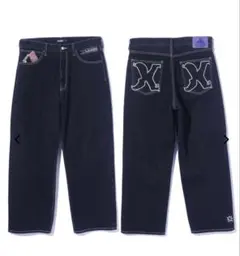 EMBROIDERED DENIM PANTS BLACK 32inchのサムネイル