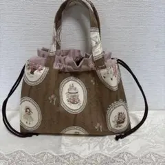 巾着型トートバッグ　Dカン付き