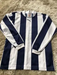 Puma ストライプ長袖シャツ ネイビー サッカー 160cm