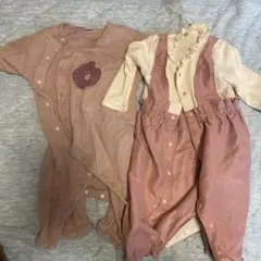 ピンク コットンロンパース・カバーオール