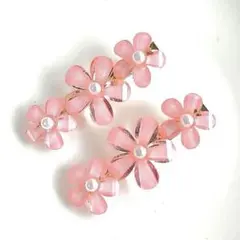 フラワーヘアクリップ 2個セット ピンクカラー