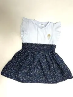 80サイズ フラワープリント ワンピース　SLAP SLIP