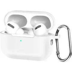 保護カバー‼️AirPods Pro第2世代ケース シリコン製 カラビナ付き 白