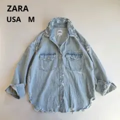 ZARA ビッグシルエット ダメージ加工 デニム ジャケット オーバーサイズ