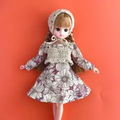 22cmドール服 3点セット 花柄ワンピース ビスチェ バブーシュカ リカちゃん