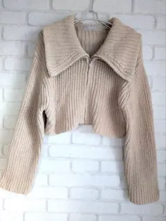 ココディール ショート ジップアップ ニット ブルゾン カーディガン 羽織り