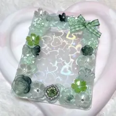 即購入OK❤︎硬質ケースデコ ホイップデコ 緑 薔薇 黄緑 No.446