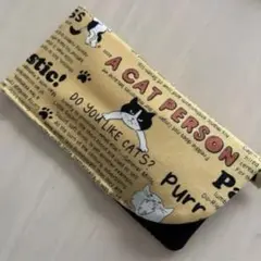 メガネケース 眼鏡入れ 小物入れ ハンドメイド　キルト芯1枚　猫　イエロー