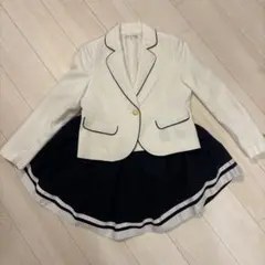 入学式•卒業式 ホワイト/ネイビー ブレザーとスカートセット 165 女の子
