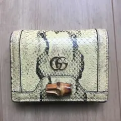 希少 GUCCI パイソン 長財布 GGマーモント パール 蛇革 訳あり特価