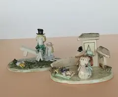 ユニークな陶器の置物２点セット