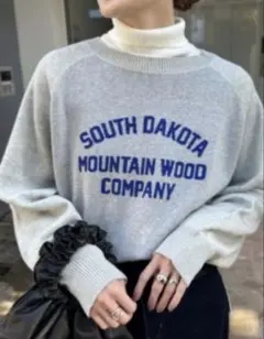 【美品】サイドスリットカレッジオーバーニット