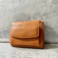 美品✨MURA フルグレイン シュリンク レザー スキミング防止 三つ折り財布