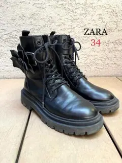 【ZARA】ザラ キッズ フラワー レースアップ ショートブーツ 34 21.5のサムネイル