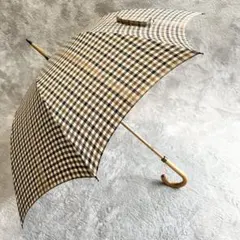 Aquascutum 長傘 クラブチェック 木製ハンドル 全長91cmのサムネイル