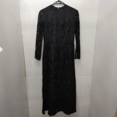 黒 レース ロングワンピース
