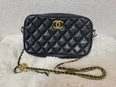 ノベルティキルティングチェーンショルダーバッグ 黒