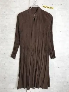 美品！古着 プリーツワンピース バンドカラー オールボタン レディース
