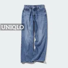 k0633 UNIQLO ワイドストレートジーンズ ブルー