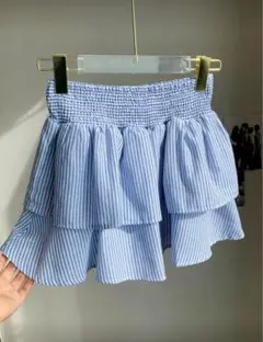 SHEIN ブルー ストライプ ティアード ミニスカート Y2K レイヤード