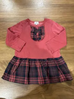 KUMIKYOKU 赤・チェック 女の子ワンピース 90