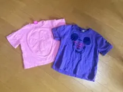 ミッキー　ミニー　半袖で　Tシャツ　セット ピンク 紫　ロゴ　ディズニー　100