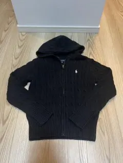ラルフローレン　ブラック　 ケーブルニット フード付き　春カラー　M