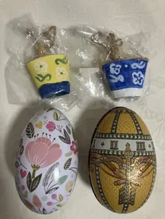 イースターエッグ　缶　二個　ヨーロッパ　おまけつき
