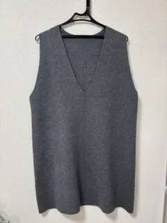 【無印良品】 洗える ミラノリブ編みロングベスト ダークグレー