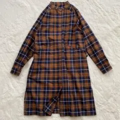 Schöffelショッフェル フランネル シャツワンピース M ノーカラー