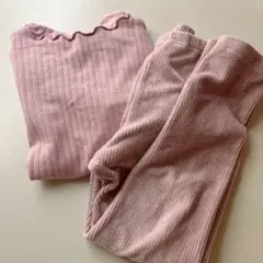【2点セット】ユニクロ　リブレギンス　フリル付き長袖トップス 110
